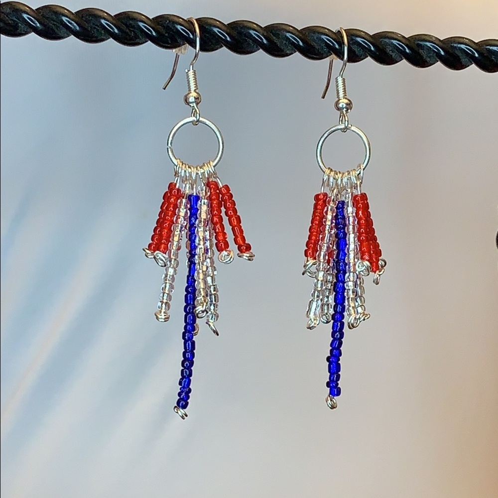 Red, White, Blue Fireworks Earrings